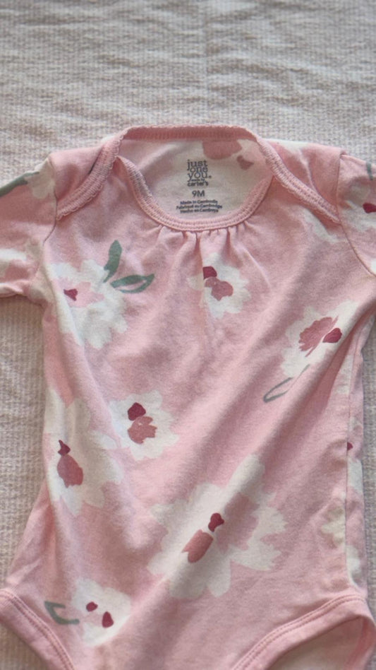 Body 9 meses flores rosa